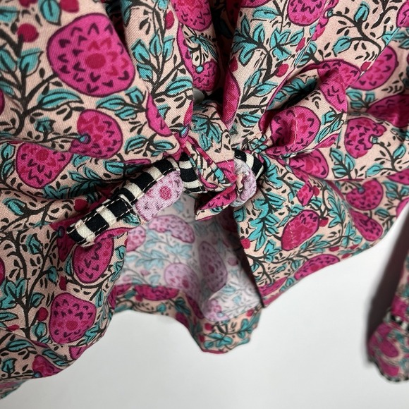 Natural Life Top Womens Size M Pomegranate Print Artsy Tie Front Blouse - Picture 4 of 8